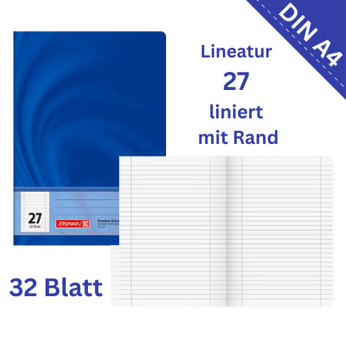 Din schulheft lineatur 27 - din, a4
