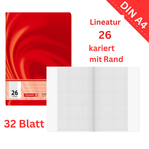 Premium schulheft kariert - schulheft, a4